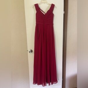 Azazie Bridesmaids Dress in the color Burgundy.
